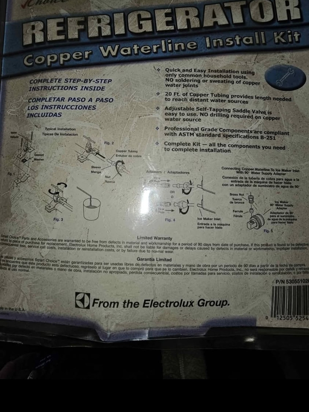 Refrigerator Copper Waterline Install Kit - Black/Gray & Range Outlet Connector